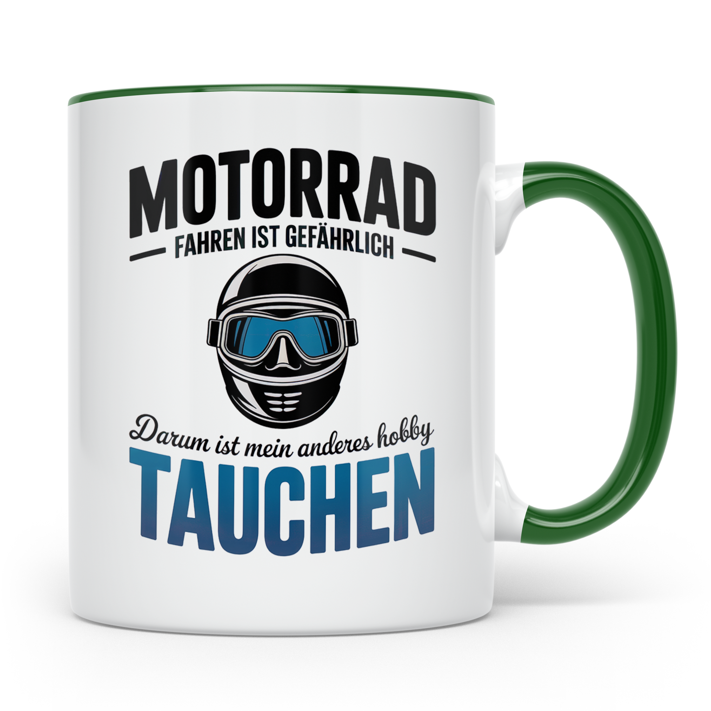 Motorrad Tauchen Tasse - Biker Geschenkidee für Taucher - Mo – Grün [farbe:grün]