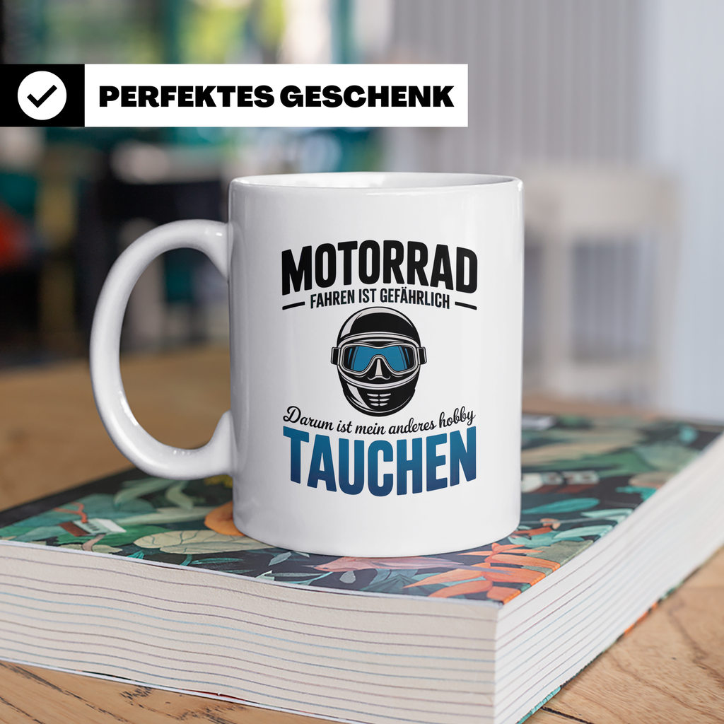 Motorrad Tauchen Tasse - Biker Geschenkidee für Taucher - Mo – Weiß [farbe:weiß]