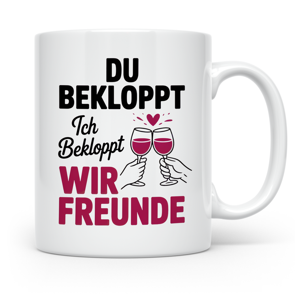 Bekloppte Freunde Tasse - Weinliebhaber Geschenkidee für bes – Weiß [farbe:weiß]