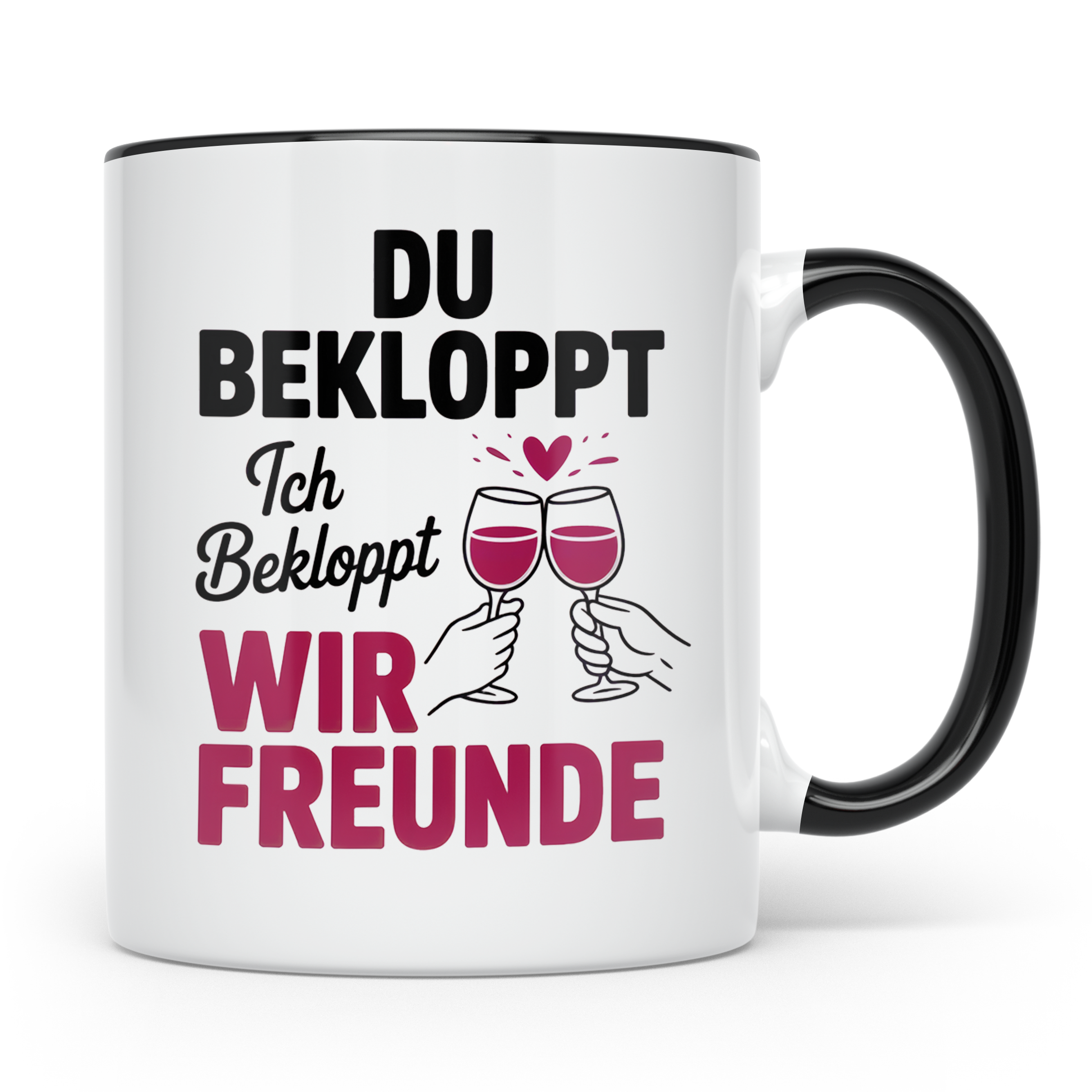 Bekloppte Freunde Tasse - Weinliebhaber Geschenkidee für bes – Schwarz [farbe:schwarz]