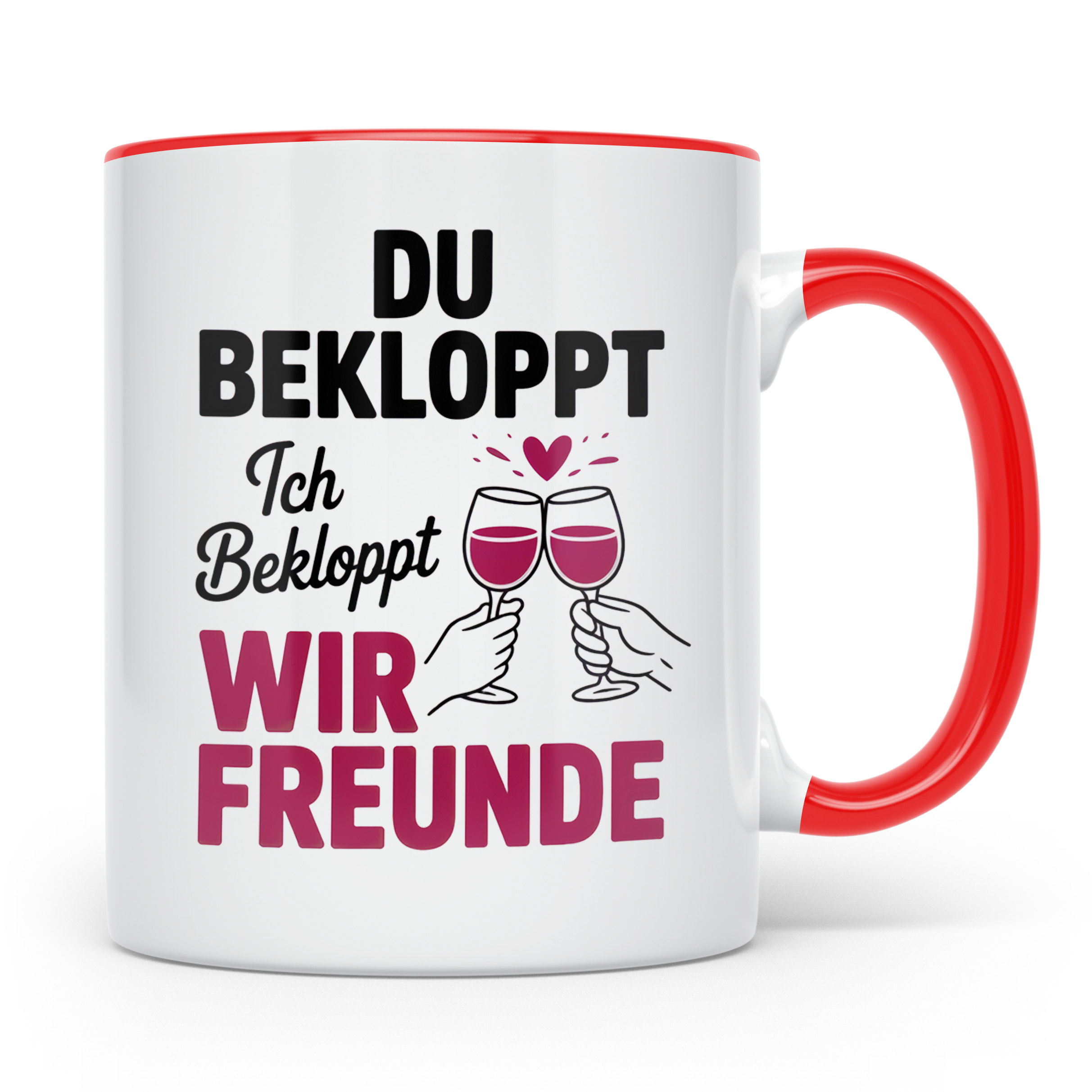 Bekloppte Freunde Tasse - Weinliebhaber Geschenkidee für bes – Rot [farbe:rot]