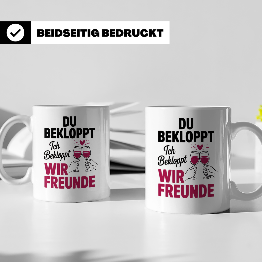 Bekloppte Freunde Tasse - Weinliebhaber Geschenkidee für bes – Weiß [farbe:weiß]