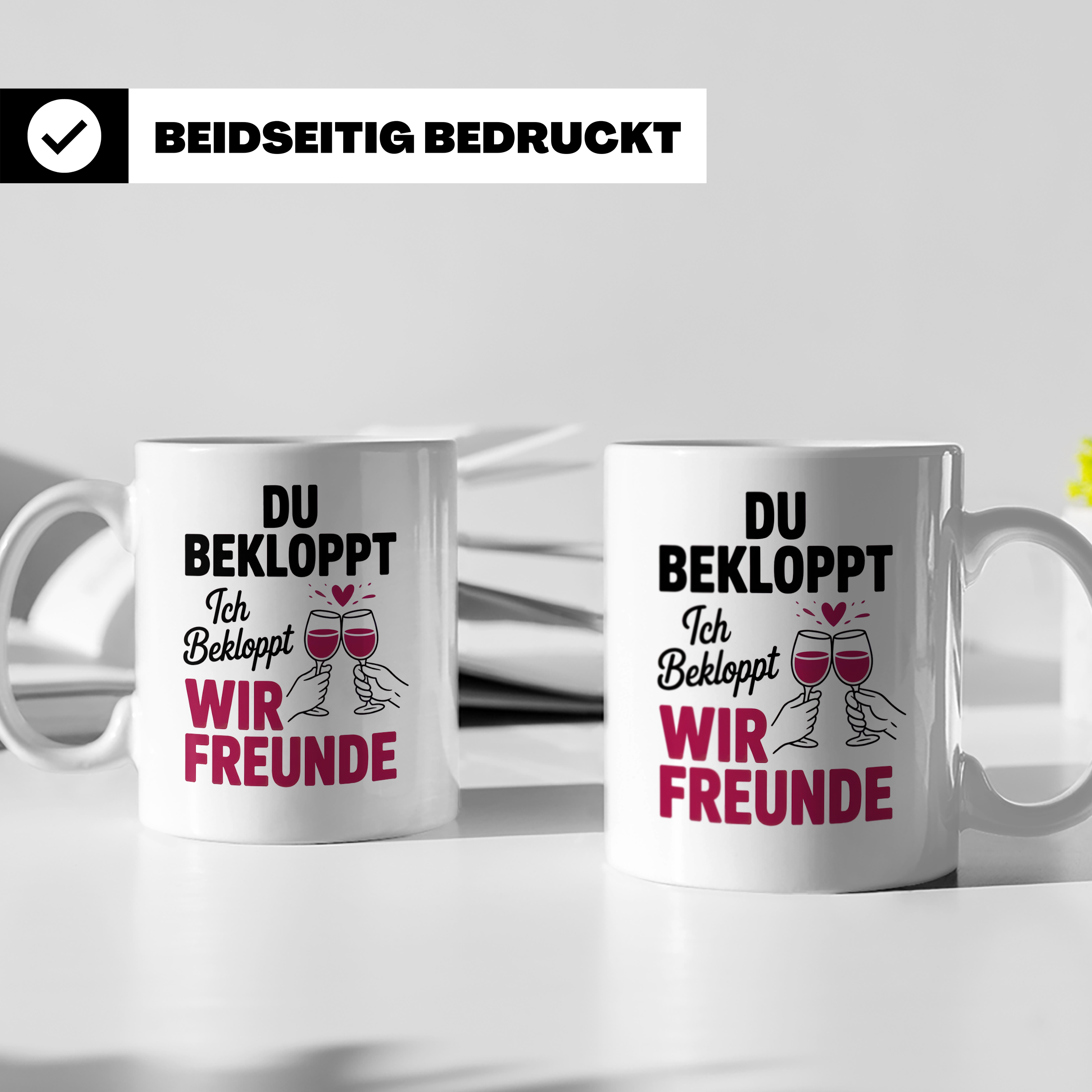 Bekloppte Freunde Tasse - Weinliebhaber Geschenkidee für bes – Weiß [farbe:weiß]