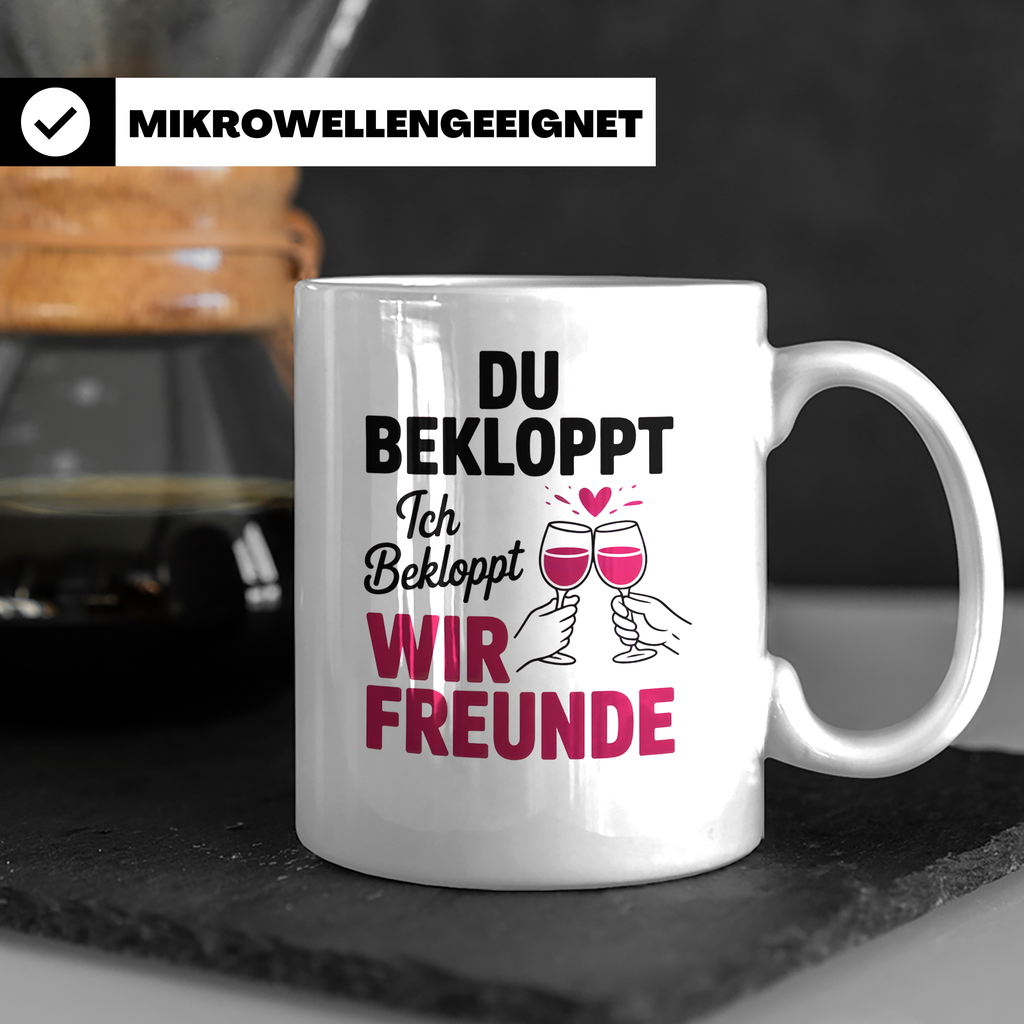 Bekloppte Freunde Tasse - Weinliebhaber Geschenkidee für bes – Weiß [farbe:weiß]
