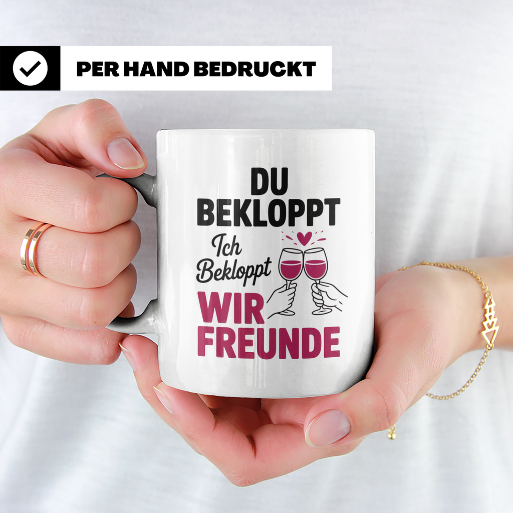 Bekloppte Freunde Tasse - Weinliebhaber Geschenkidee für bes – Weiß [farbe:weiß]
