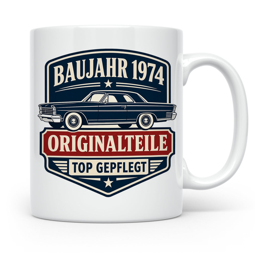 Baujahr 1974 Tasse Originalteile top gepflegt - Geschenk zum – Weiß [farbe:weiß]