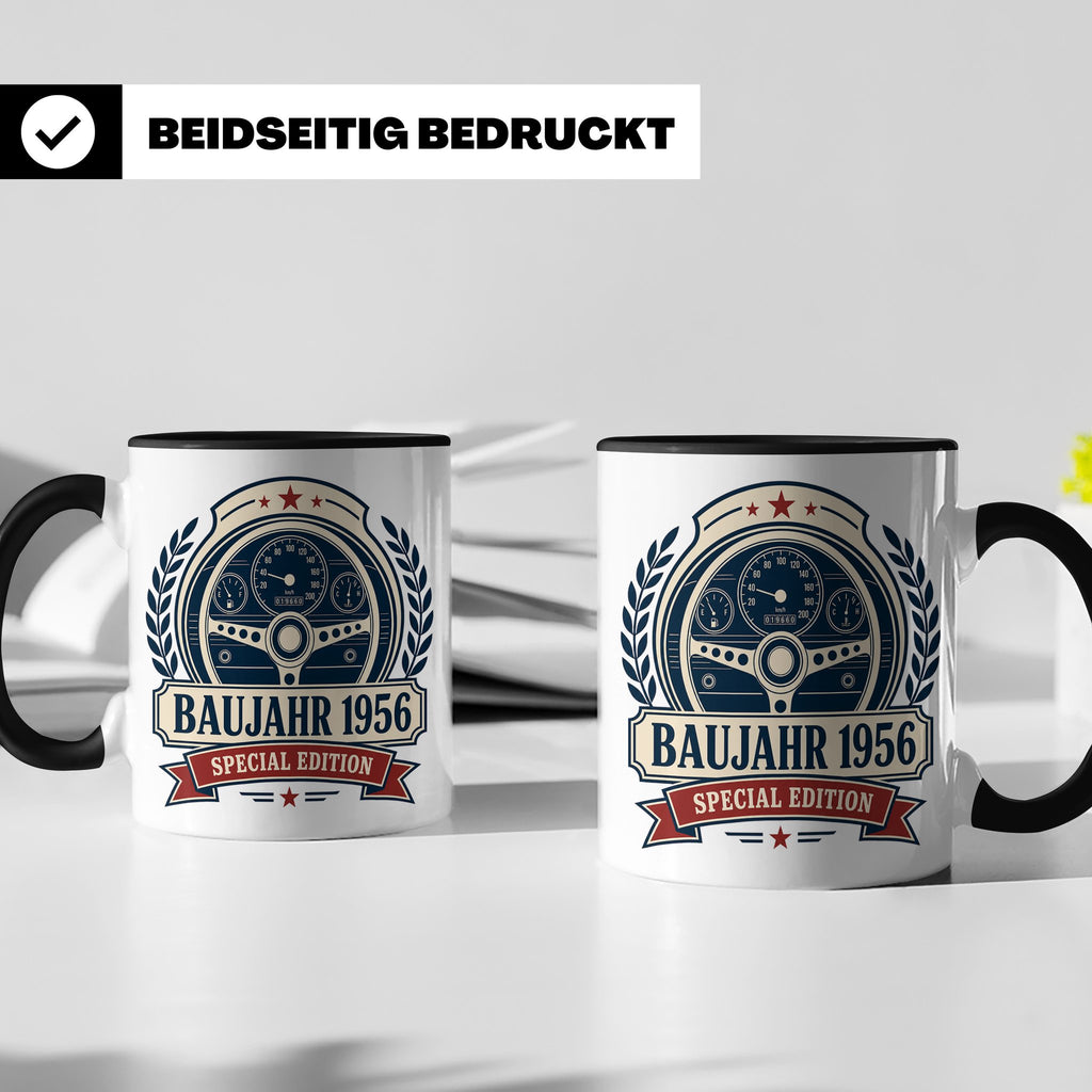 Baujahr 1956 Special Edition Tasse - Geschenk zum 70. Geburt – Schwarz [farbe:schwarz]