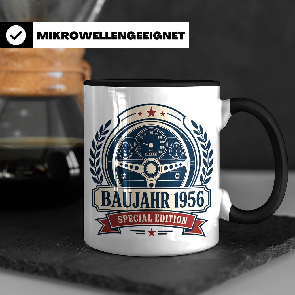 Baujahr 1956 Special Edition Tasse - Geschenk zum 70. Geburt – Schwarz [farbe:schwarz]