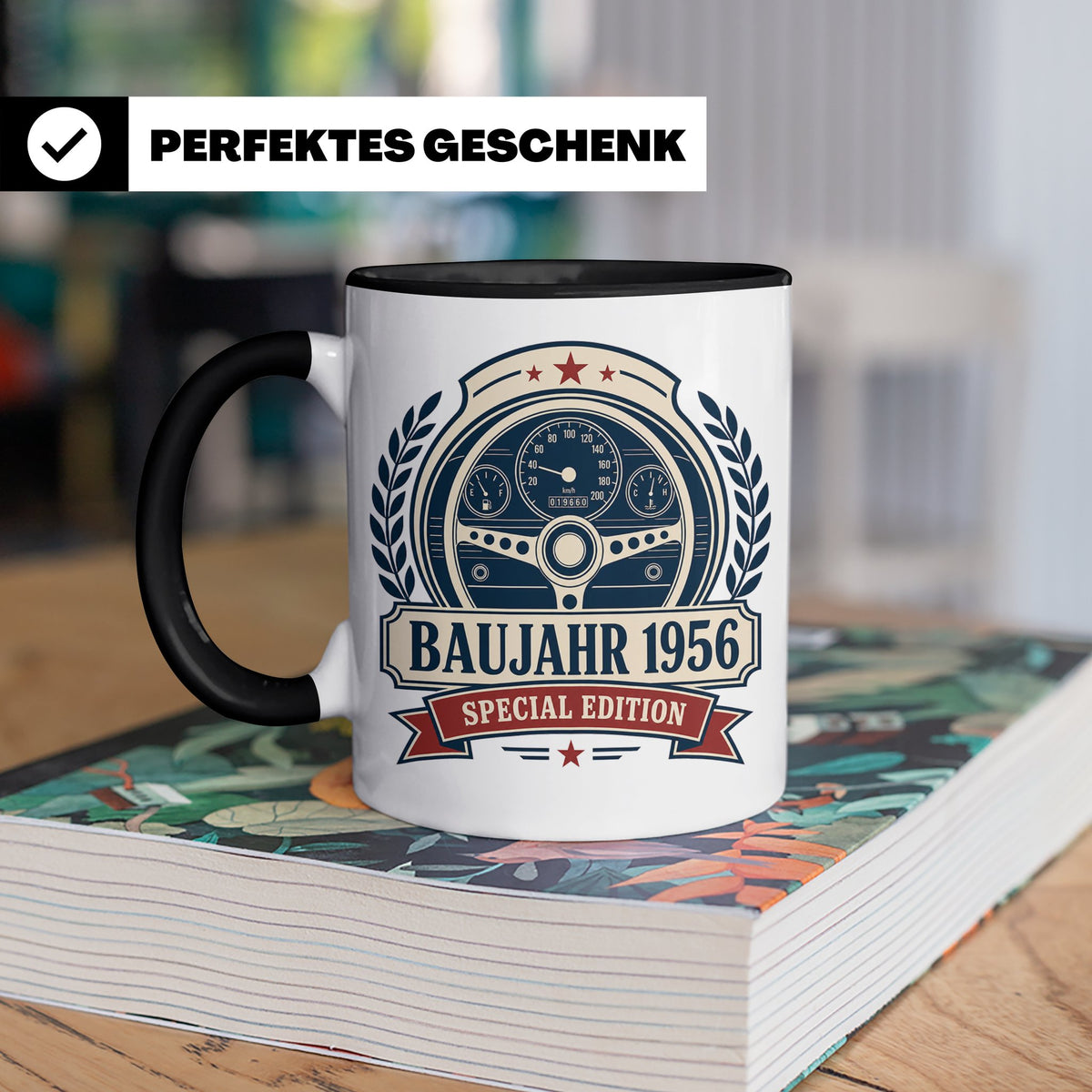 Baujahr 1956 Special Edition Tasse - Geschenk zum 70. Geburt – Schwarz [farbe:schwarz]