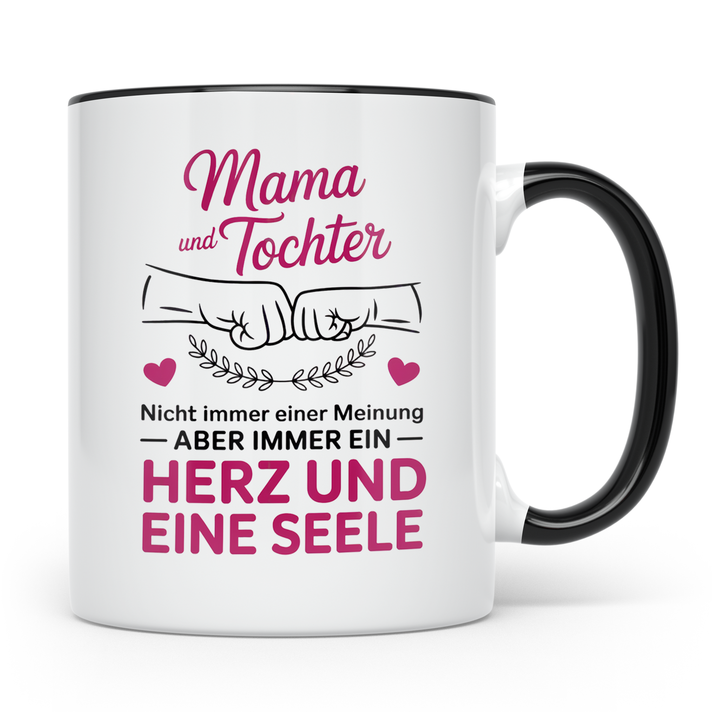 Mama Tochter Tasse - Beste Freundin Muttertagsgeschenk Herz  – Schwarz [farbe:schwarz]