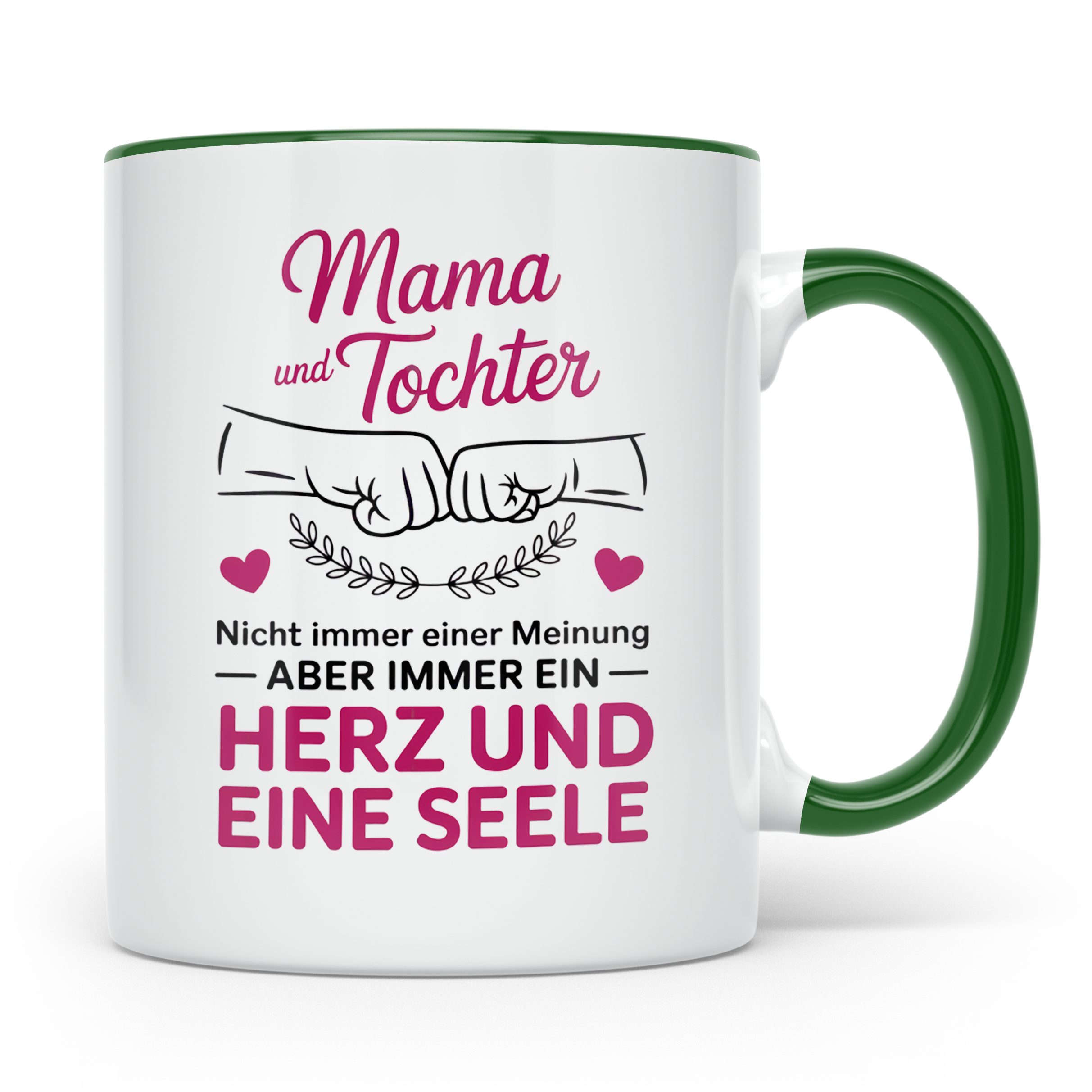 Mama Tochter Tasse - Beste Freundin Muttertagsgeschenk Herz  – Grün [farbe:grün]