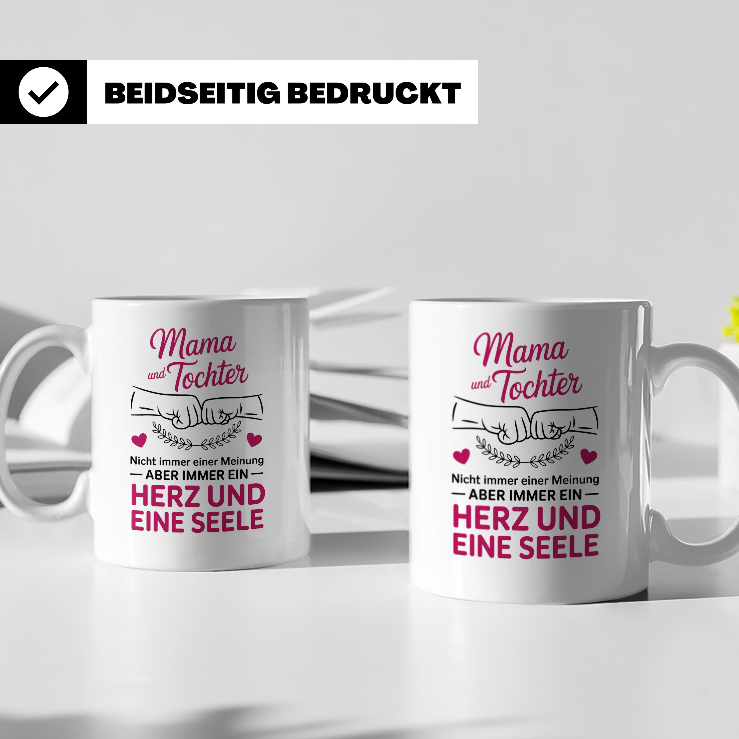Mama Tochter Tasse - Beste Freundin Muttertagsgeschenk Herz  – Weiß [farbe:weiß]