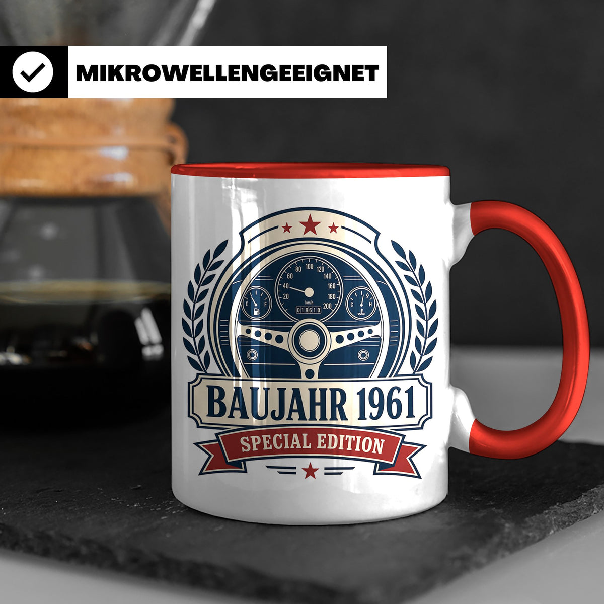 Baujahr 1961 Special Edition Tasse - Geschenk zum 65. Geburt – Rot [farbe:rot]