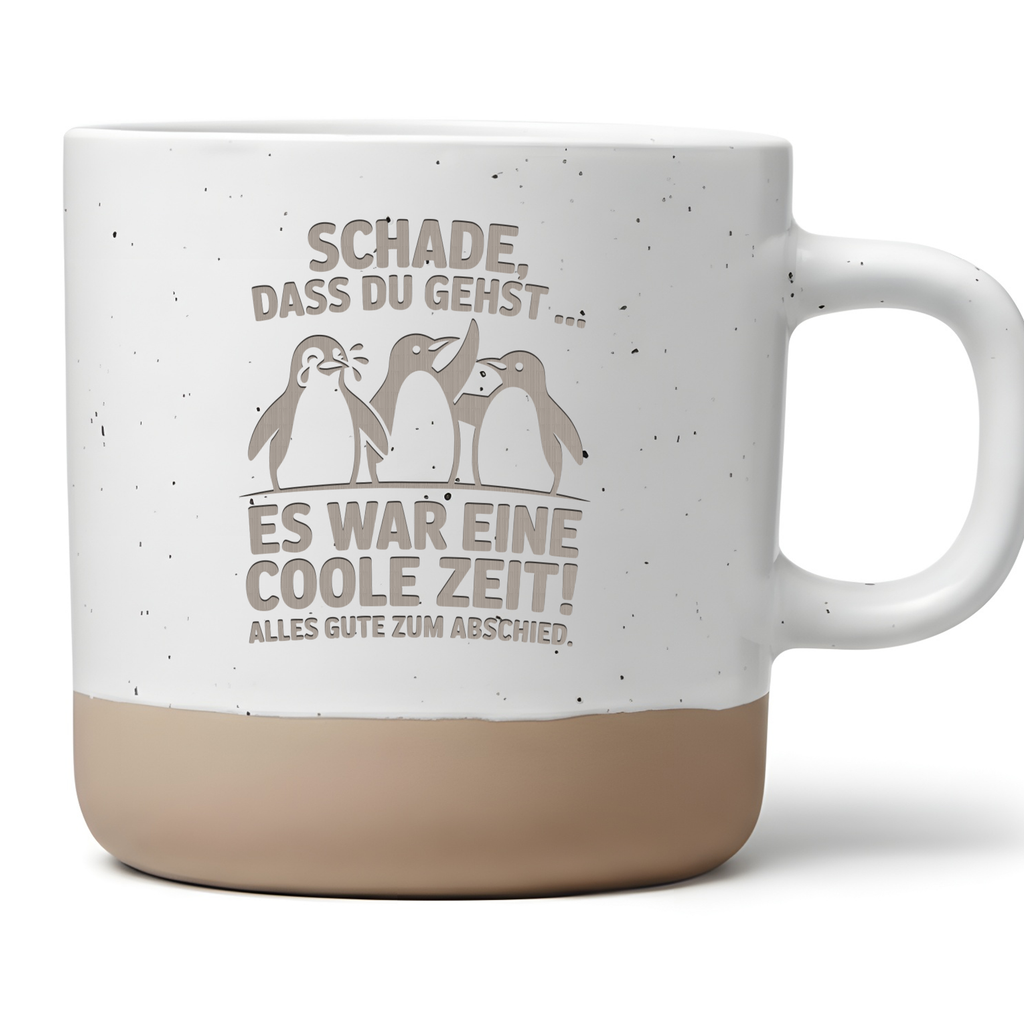 Schade dass du gehst Tasse, Abschiedsgeschenk Kollege Jobwechsel, Pinguin Kaffeetasse Coole Zeit, Becher Geschenk Ruhestand Kollegin