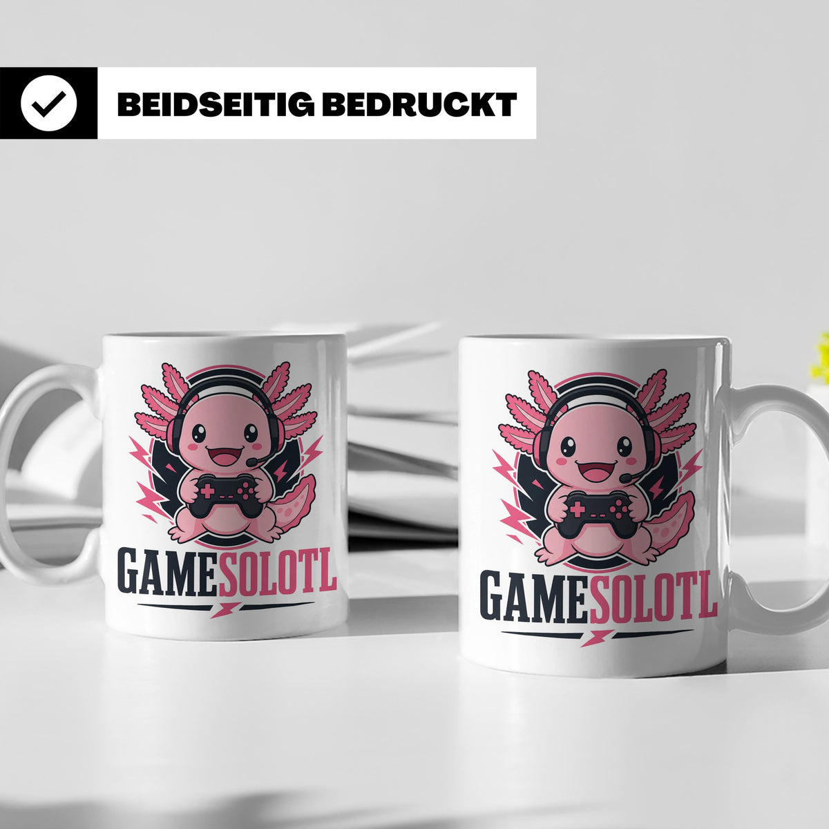 Axolotl Tasse Gamesolotl - Lustiges Geschenk für Gamer Zocke – Weiß [farbe:weiß]