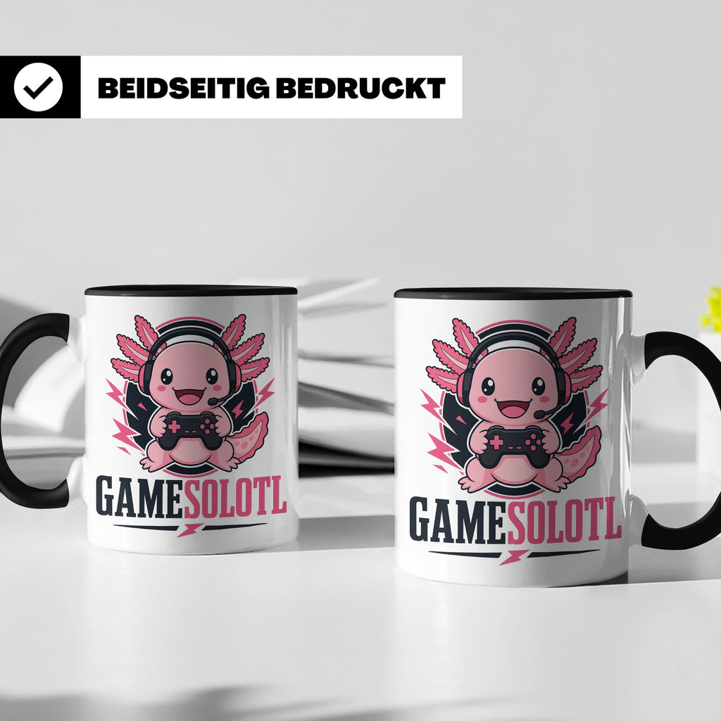 Axolotl Tasse Gamesolotl - Lustiges Geschenk für Gamer Zocke – Schwarz [farbe:schwarz]