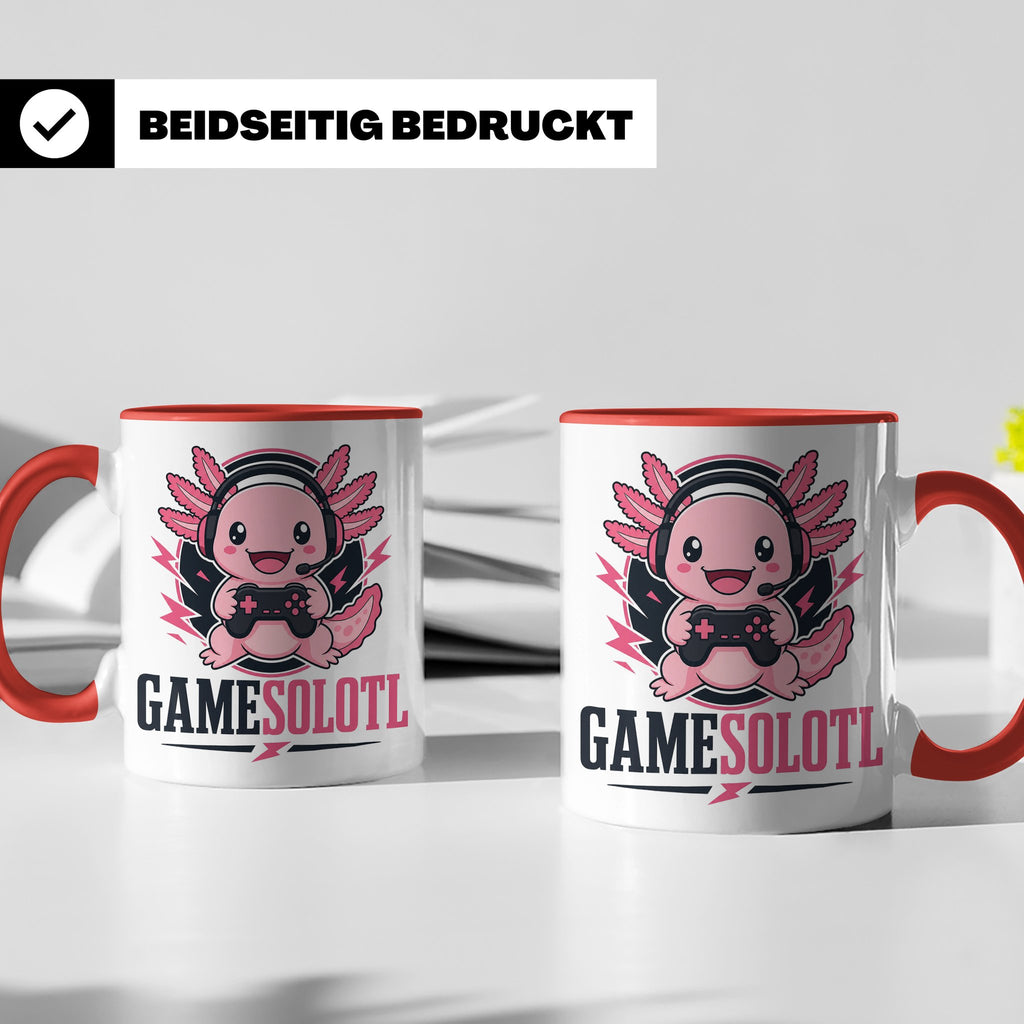 Axolotl Tasse Gamesolotl - Lustiges Geschenk für Gamer Zocke – Rot [farbe:rot]