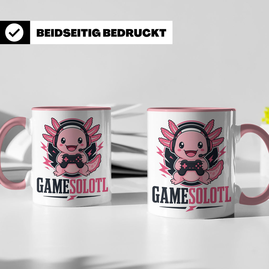 Axolotl Tasse Gamesolotl - Lustiges Geschenk für Gamer Zocke – Rosa [farbe:rosa]