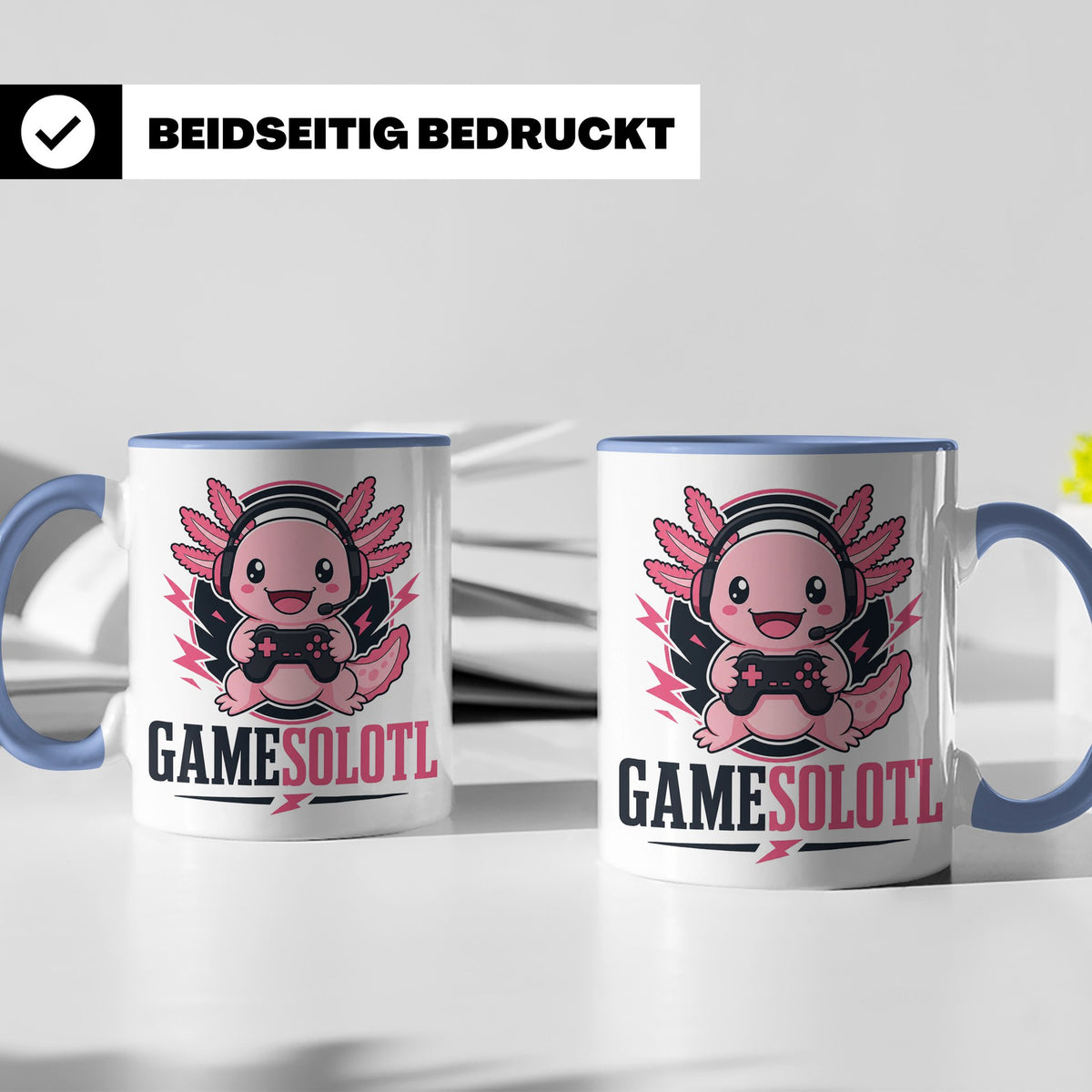 Axolotl Tasse Gamesolotl - Lustiges Geschenk für Gamer Zocke – Blau [farbe:blau]