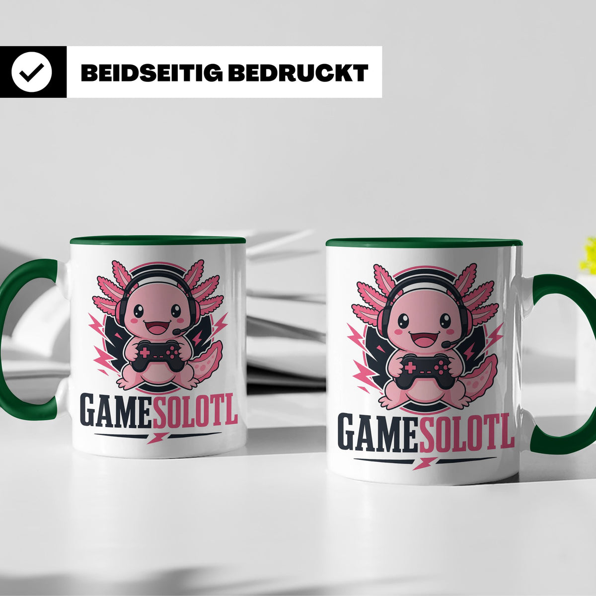 Axolotl Tasse Gamesolotl - Lustiges Geschenk für Gamer Zocke – Grün [farbe:grün]