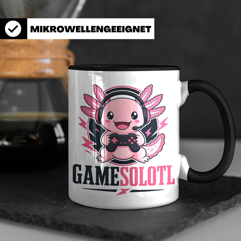 Axolotl Tasse Gamesolotl - Lustiges Geschenk für Gamer Zocke – Schwarz [farbe:schwarz]