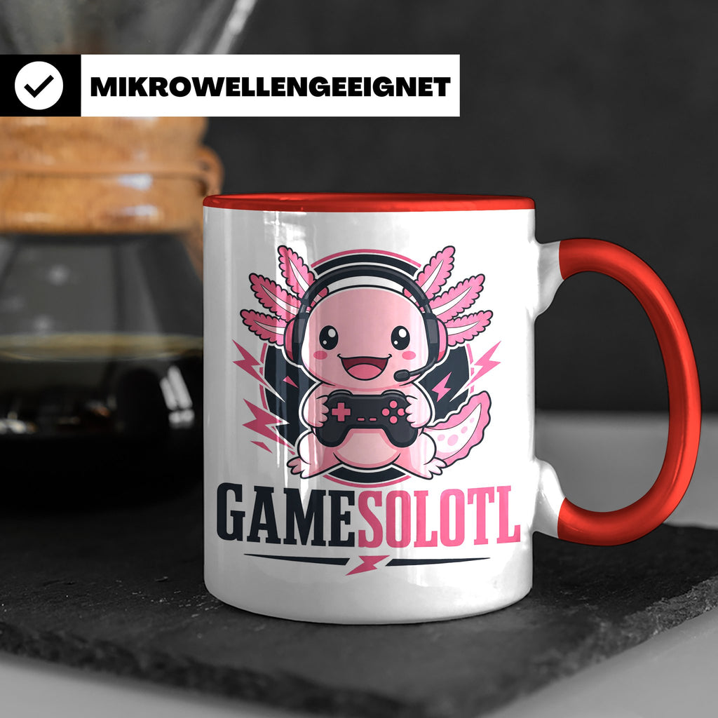 Axolotl Tasse Gamesolotl - Lustiges Geschenk für Gamer Zocke – Rot [farbe:rot]