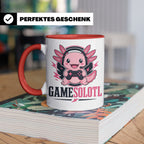 Axolotl Tasse Gamesolotl - Lustiges Geschenk für Gamer Zocke – Rot [farbe:rot]