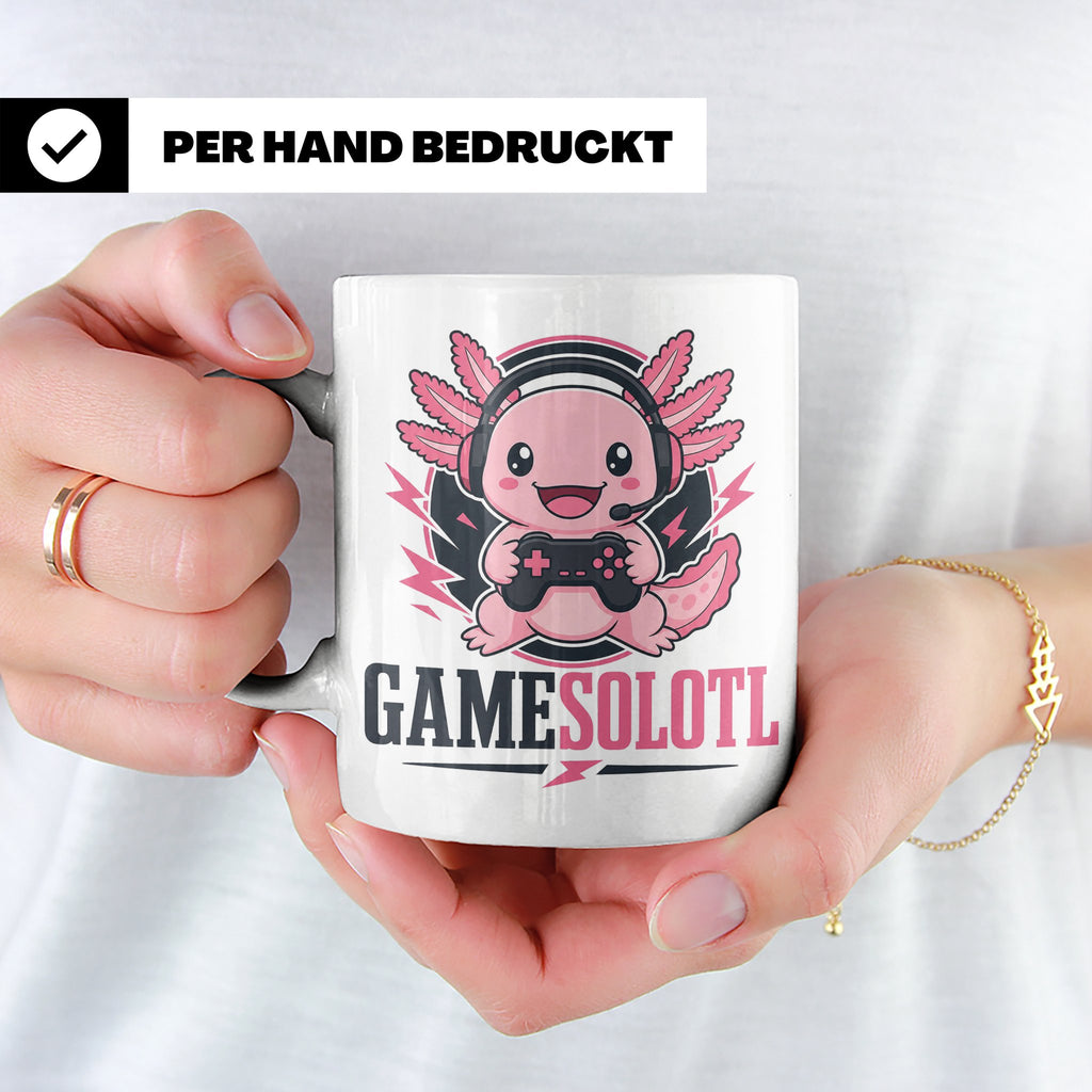 Axolotl Tasse Gamesolotl - Lustiges Geschenk für Gamer Zocke – Weiß [farbe:weiß]