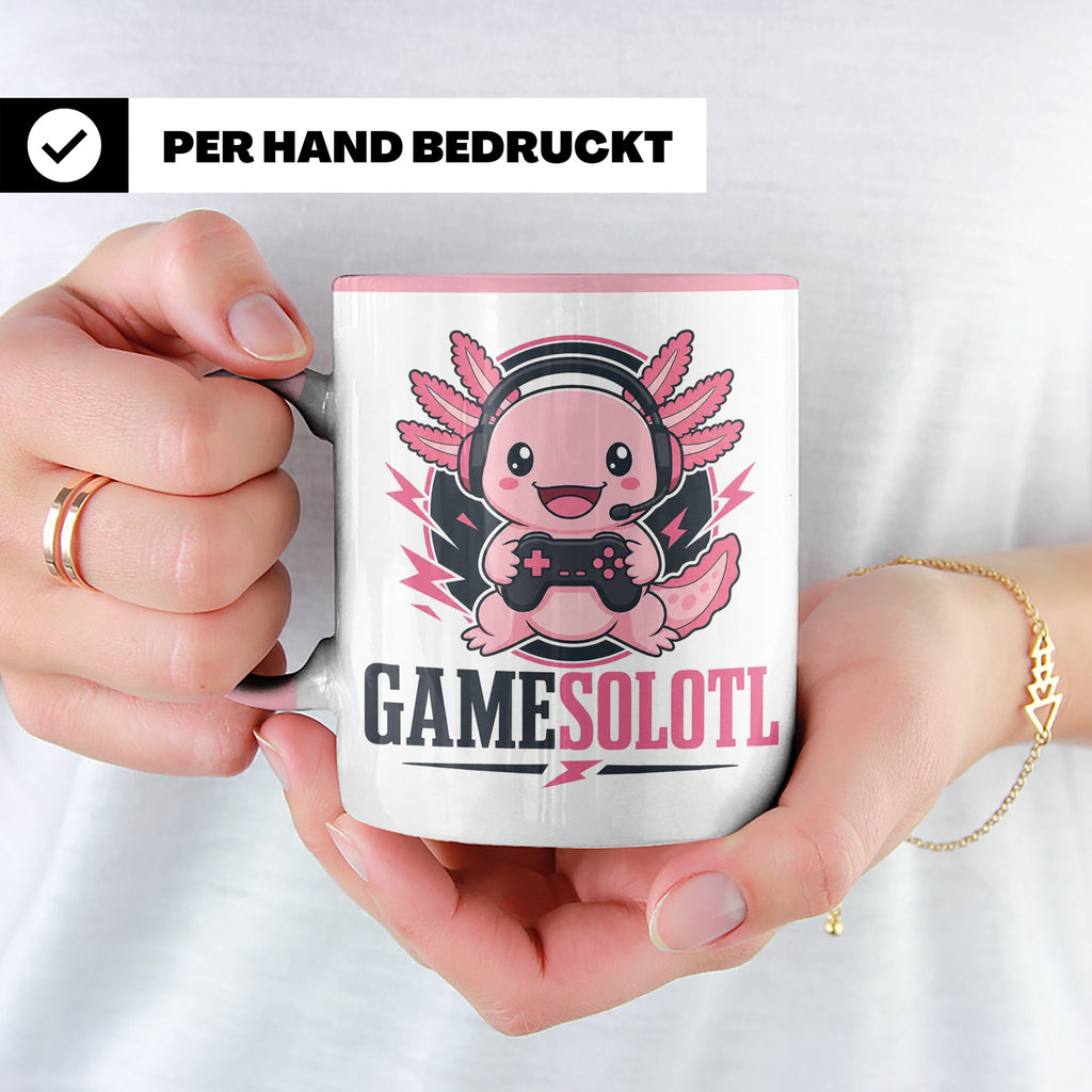 Axolotl Tasse Gamesolotl - Lustiges Geschenk für Gamer Zocke – Rosa [farbe:rosa]