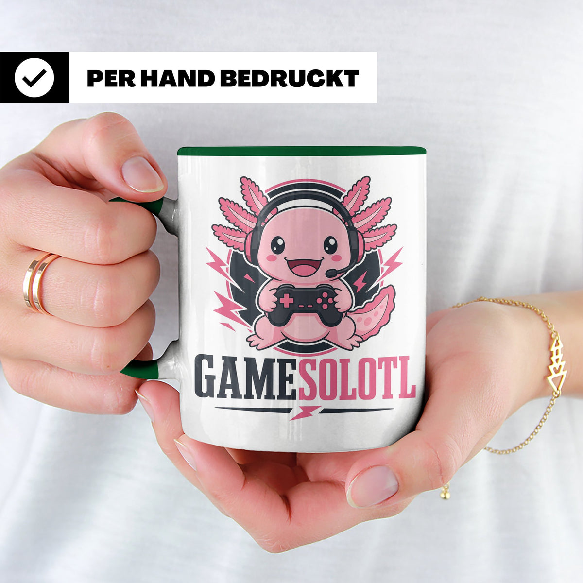 Axolotl Tasse Gamesolotl - Lustiges Geschenk für Gamer Zocke – Grün [farbe:grün]