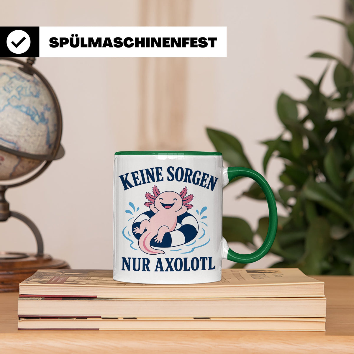 Axolotl Tasse Keine Sorgen nur Axolotl - Geschenk für Tierli – Grün [farbe:grün]
