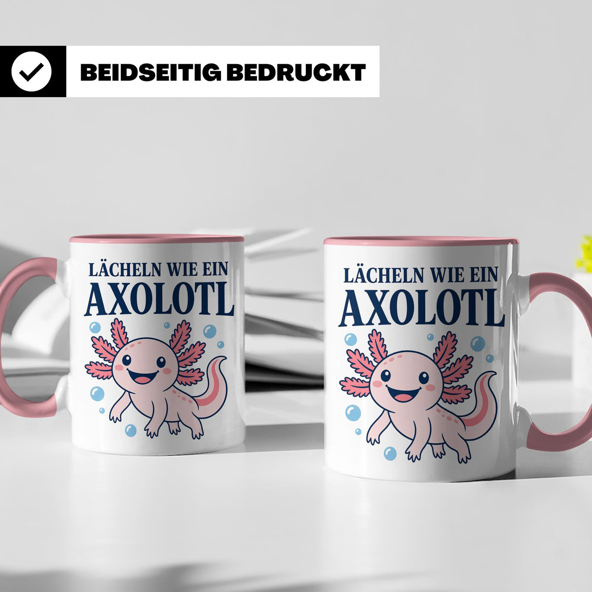 Axolotl Tasse Lächeln wie ein Axolotl - Süßes Geschenk für T – Rosa [farbe:rosa]