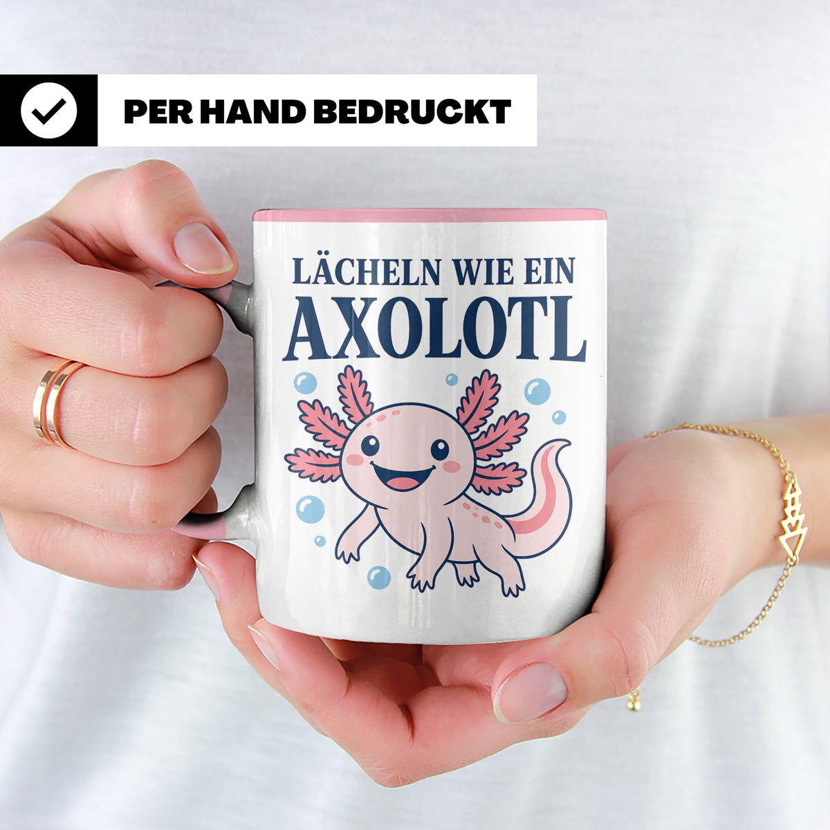 Axolotl Tasse Lächeln wie ein Axolotl - Süßes Geschenk für T – Rosa [farbe:rosa]