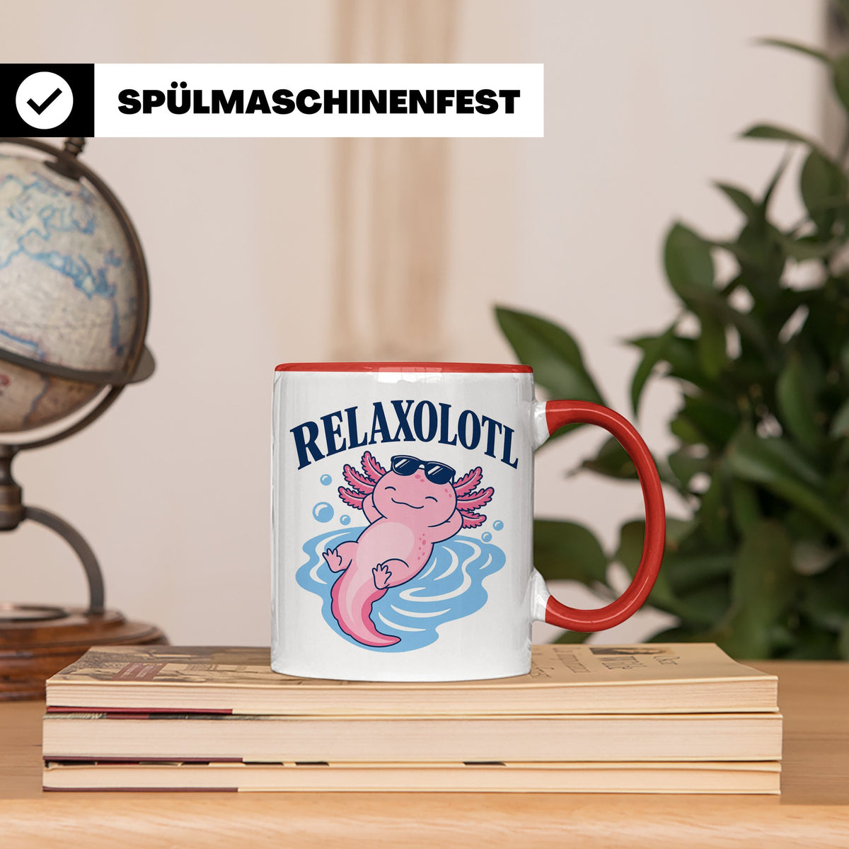 Axolotl Tasse Relaxolotl - Lustiges Geschenk für Axolotl Lie – Rot [farbe:rot]