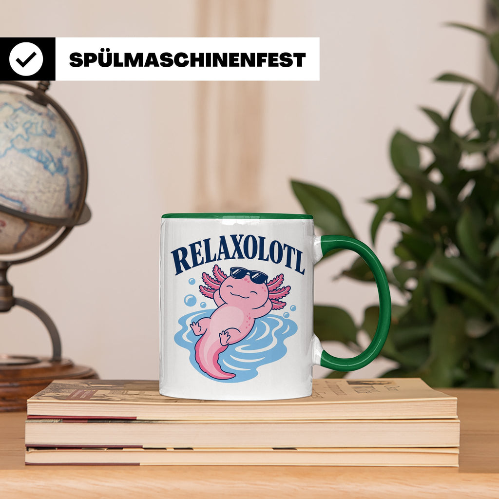 Axolotl Tasse Relaxolotl - Lustiges Geschenk für Axolotl Lie – Grün [farbe:grün]