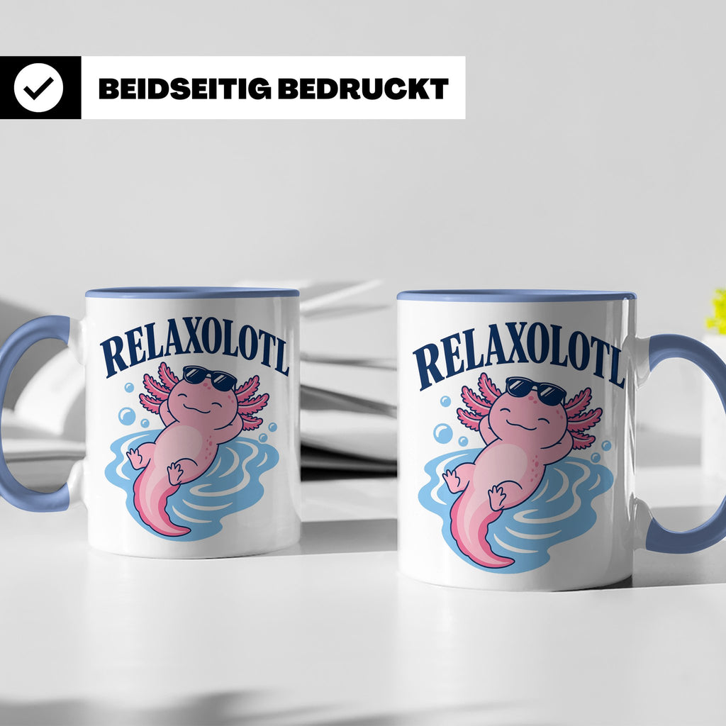 Axolotl Tasse Relaxolotl - Lustiges Geschenk für Axolotl Lie – Blau [farbe:blau]