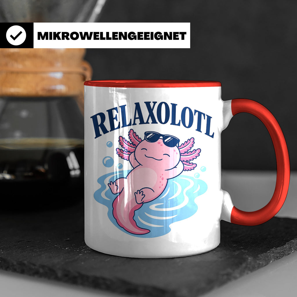Axolotl Tasse Relaxolotl - Lustiges Geschenk für Axolotl Lie – Rot [farbe:rot]