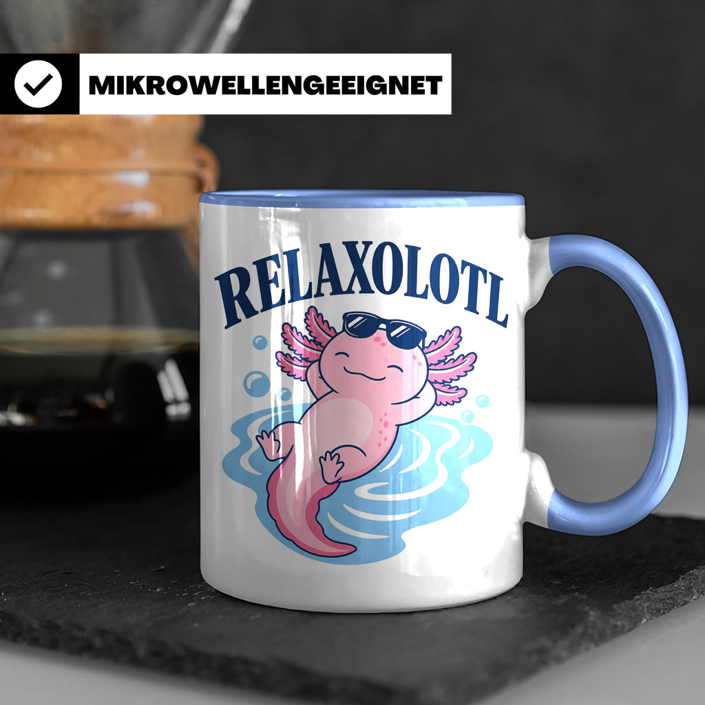 Axolotl Tasse Relaxolotl - Lustiges Geschenk für Axolotl Lie – Blau [farbe:blau]