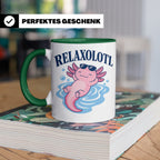 Axolotl Tasse Relaxolotl - Lustiges Geschenk für Axolotl Lie – Grün [farbe:grün]