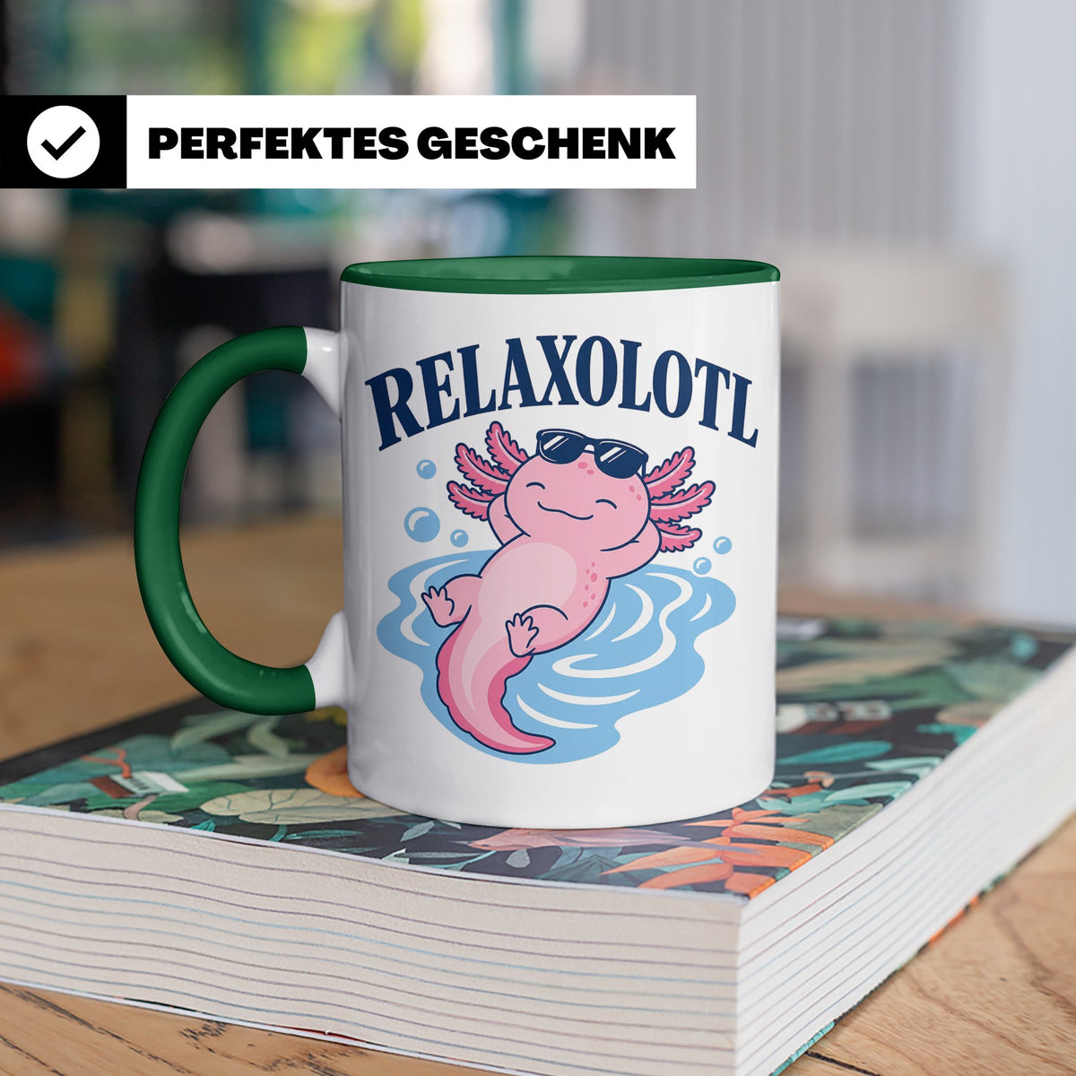 Axolotl Tasse Relaxolotl - Lustiges Geschenk für Axolotl Lie – Grün [farbe:grün]