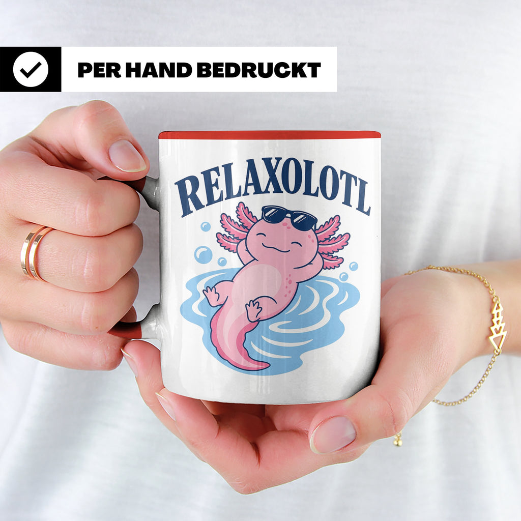 Axolotl Tasse Relaxolotl - Lustiges Geschenk für Axolotl Lie – Rot [farbe:rot]