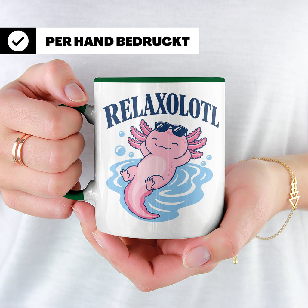 Axolotl Tasse Relaxolotl - Lustiges Geschenk für Axolotl Lie – Grün [farbe:grün]