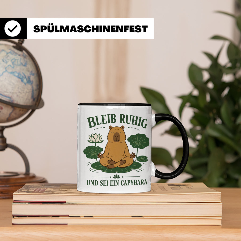 Capybara Tasse Bleib ruhig und sei ein Capybara - Geschenk f – Schwarz [farbe:schwarz]