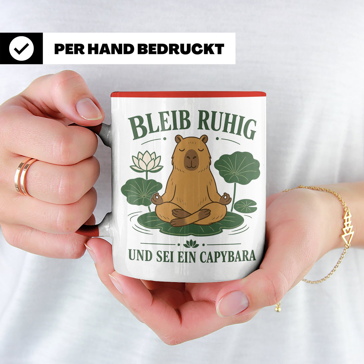 Capybara Tasse Bleib ruhig und sei ein Capybara - Geschenk f – Rot [farbe:rot]