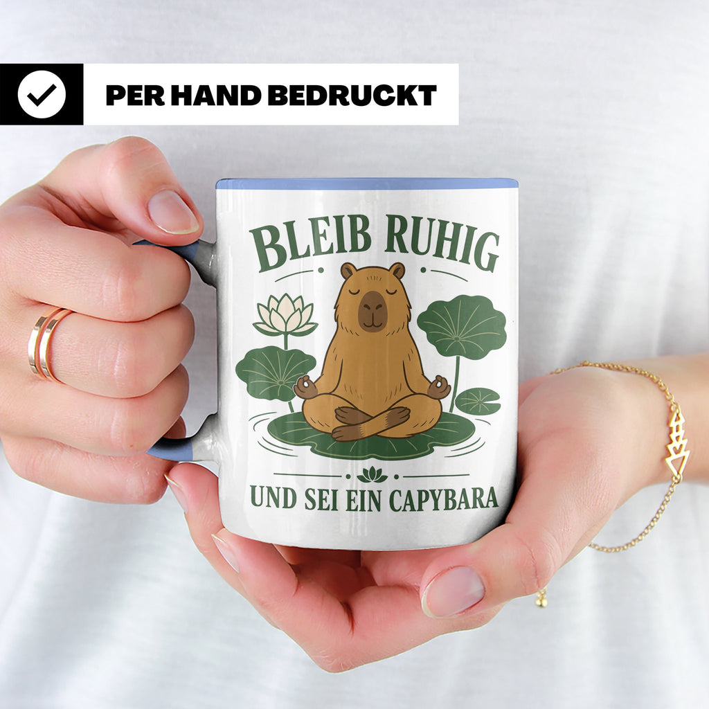 Capybara Tasse Bleib ruhig und sei ein Capybara - Geschenk f – Blau [farbe:blau]