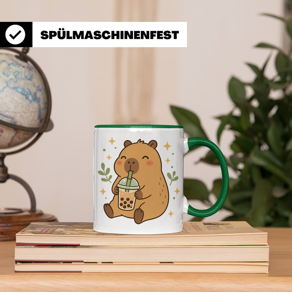 Capybara Tasse Boba Drink - Süßes Geschenk für Capybara Lieb – Grün [farbe:grün]