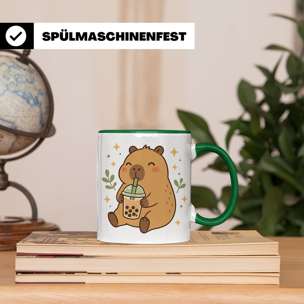Capybara Tasse Boba Drink - Süßes Geschenk für Capybara Lieb – Grün [farbe:grün]