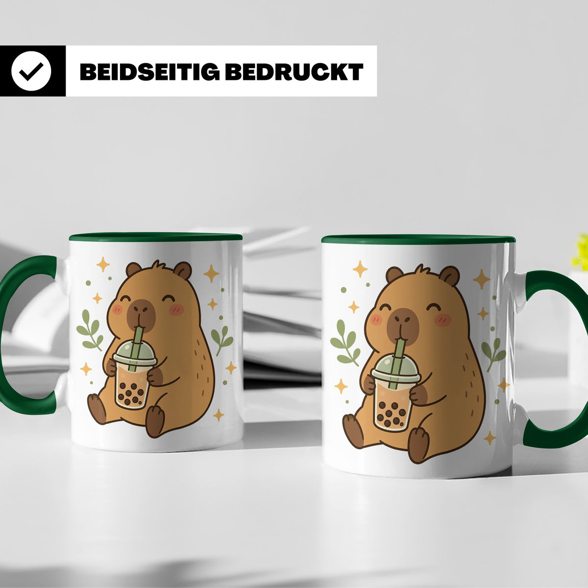 Capybara Tasse Boba Drink - Süßes Geschenk für Capybara Lieb – Grün [farbe:grün]