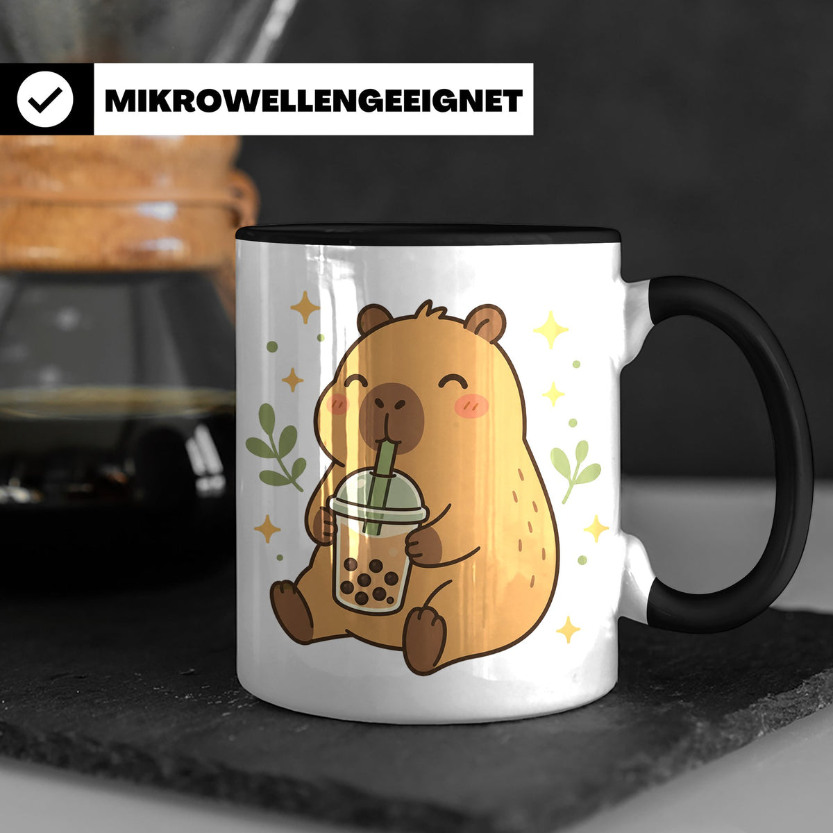 Capybara Tasse Boba Drink - Süßes Geschenk für Capybara Lieb – Schwarz [farbe:schwarz]