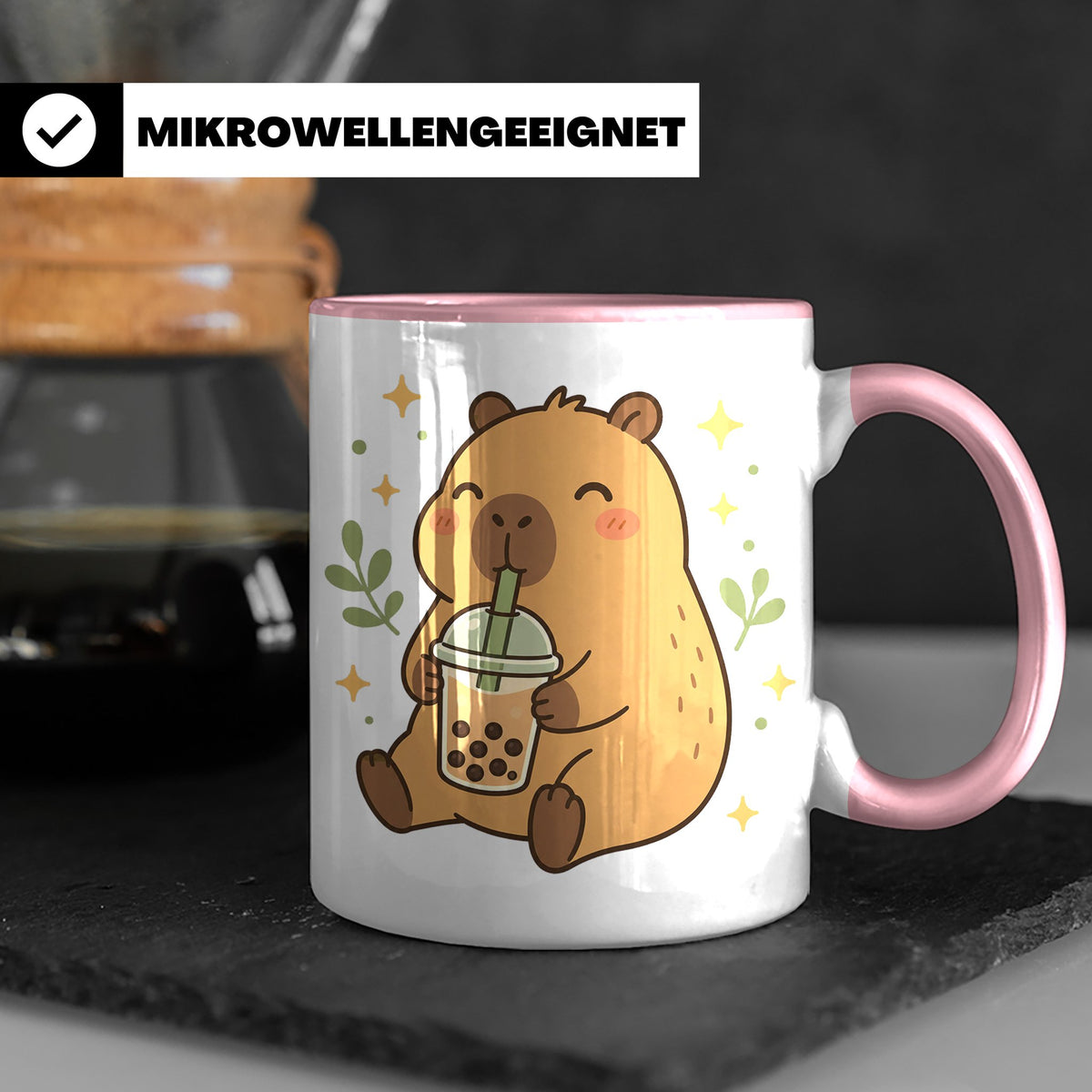 Capybara Tasse Boba Drink - Süßes Geschenk für Capybara Lieb – Rosa [farbe:rosa]